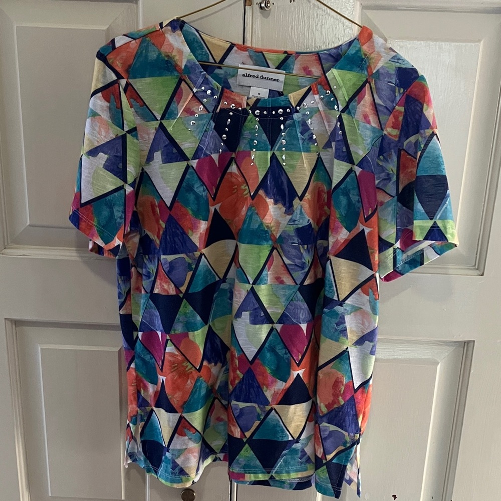 Alfred Dunner Medium Geometric Tee - Multicolor.